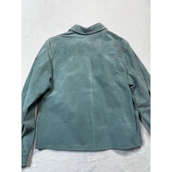 Pendleton Suede Leather Seafoam Full-Button Jacket Blazer Sz Med. Heritage Luxe - Picture 10 of 12